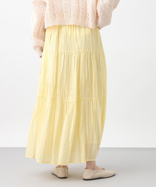 studio CLIP(スタディオクリップ)の「《natural by clip》レーヨンシャーリングロングスカート(スカート・レディース・イエロー/ブラック/オフホワイト・FREE)」の18枚目の写真