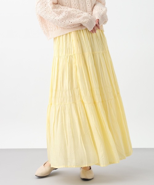 studio CLIP(スタディオクリップ)の「《natural by clip》レーヨンシャーリングロングスカート(スカート・レディース・イエロー/ブラック/オフホワイト・FREE)」の20枚目の写真