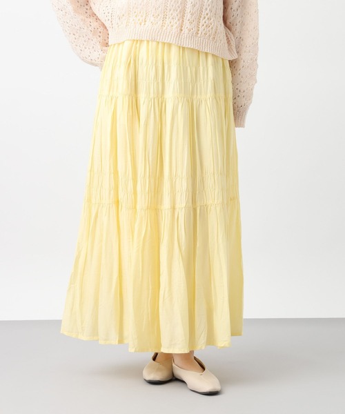 studio CLIP(スタディオクリップ)の「《natural by clip》レーヨンシャーリングロングスカート(スカート・レディース・イエロー/ブラック/オフホワイト・FREE)」の22枚目の写真