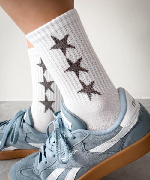 WEGO(ウィゴー)の「WEGO/3連スターデザインソックス(ソックス/靴下・レディース・ホワイト/ブラック・23-25cm)」の3枚目の写真