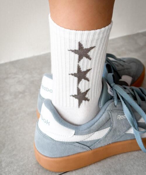 WEGO(ウィゴー)の「WEGO/3連スターデザインソックス(ソックス/靴下・レディース・ホワイト/ブラック・23-25cm)」の4枚目の写真