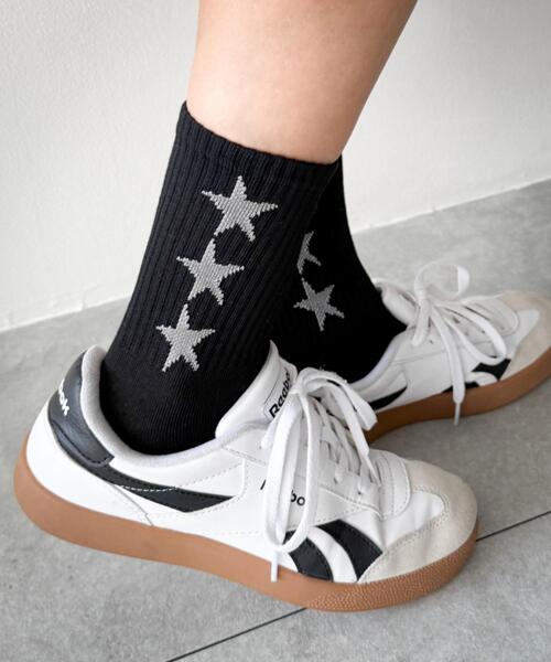 WEGO(ウィゴー)の「WEGO/3連スターデザインソックス(ソックス/靴下・レディース・ホワイト/ブラック・23-25cm)」の5枚目の写真