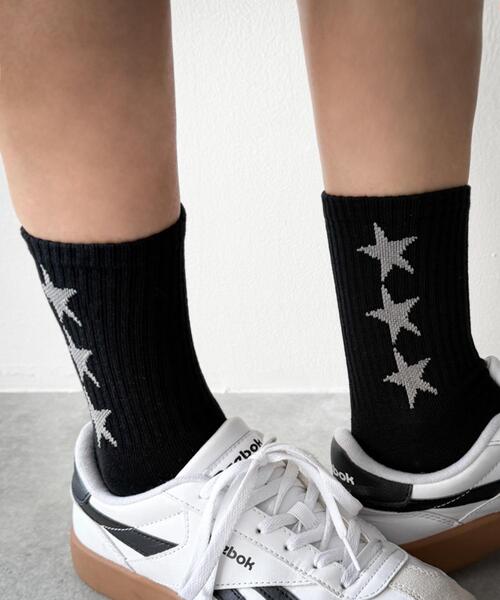 WEGO(ウィゴー)の「WEGO/3連スターデザインソックス(ソックス/靴下・レディース・ホワイト/ブラック・23-25cm)」の6枚目の写真