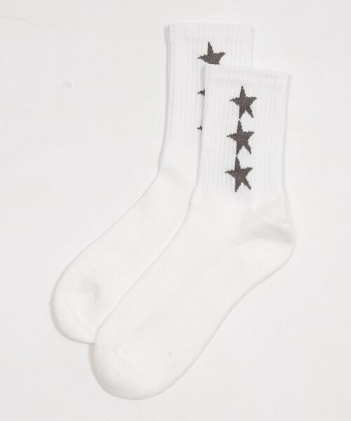 WEGO(ウィゴー)の「WEGO/3連スターデザインソックス(ソックス/靴下・レディース・ホワイト/ブラック・23-25cm)」の7枚目の写真