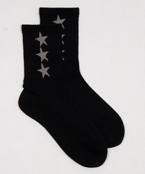 WEGO(ウィゴー)の「WEGO/3連スターデザインソックス(ソックス/靴下・レディース・ホワイト/ブラック・23-25cm)」の9枚目の写真