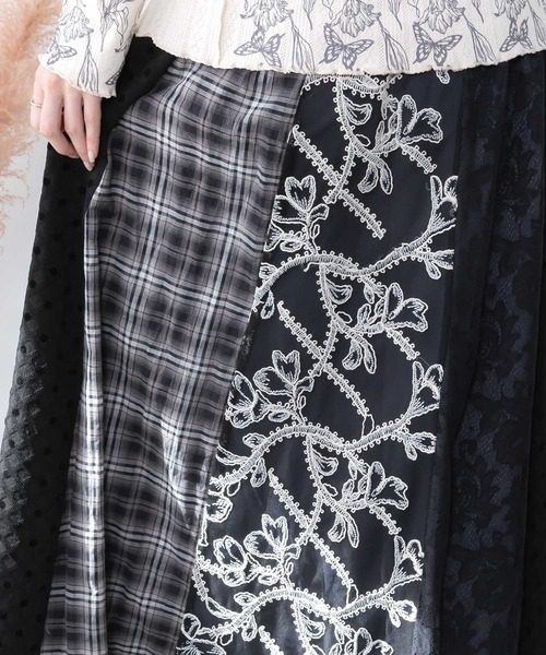 iS ScoLar（イズスカラー）の「561211：ドット×チェック×チュール×レース切替スカート（スカート・レディース・ブラック/アイボリー・M）」の19枚目の写真