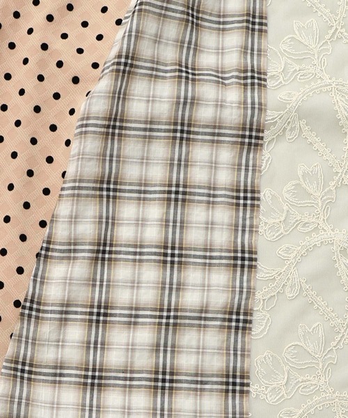 iS ScoLar（イズスカラー）の「561211：ドット×チェック×チュール×レース切替スカート（スカート・レディース・ブラック/アイボリー・M）」の6枚目の写真