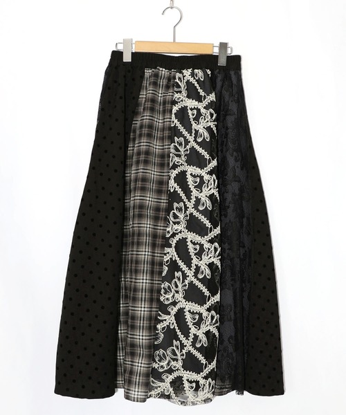 iS ScoLar（イズスカラー）の「561211：ドット×チェック×チュール×レース切替スカート（スカート・レディース・ブラック/アイボリー・M）」の7枚目の写真