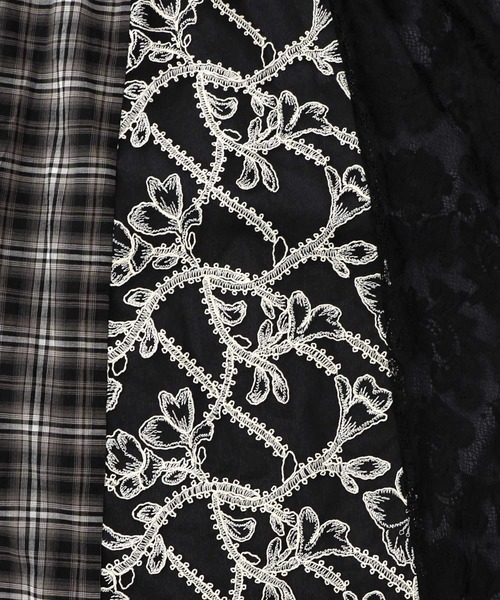 iS ScoLar（イズスカラー）の「561211：ドット×チェック×チュール×レース切替スカート（スカート・レディース・ブラック/アイボリー・M）」の8枚目の写真