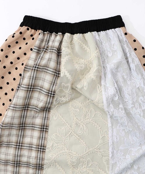 iS ScoLar（イズスカラー）の「561211：ドット×チェック×チュール×レース切替スカート（スカート・レディース・ブラック/アイボリー・M）」の9枚目の写真