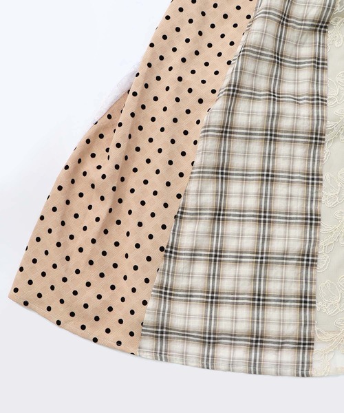 iS ScoLar（イズスカラー）の「561211：ドット×チェック×チュール×レース切替スカート（スカート・レディース・ブラック/アイボリー・M）」の10枚目の写真