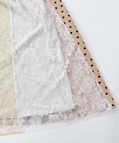 iS ScoLar（イズスカラー）の「561211：ドット×チェック×チュール×レース切替スカート（スカート・レディース・ブラック/アイボリー・M）」の11枚目の写真