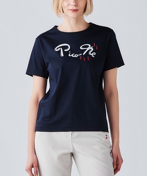 Picone CLUB(ピッコーネクラブ)の「コットン100%プリントプルオーバー(Tシャツ/カットソー・レディース・ネイビー/グレー/ホワイト/ピンク・13号/9号/11号)」の1枚目の写真