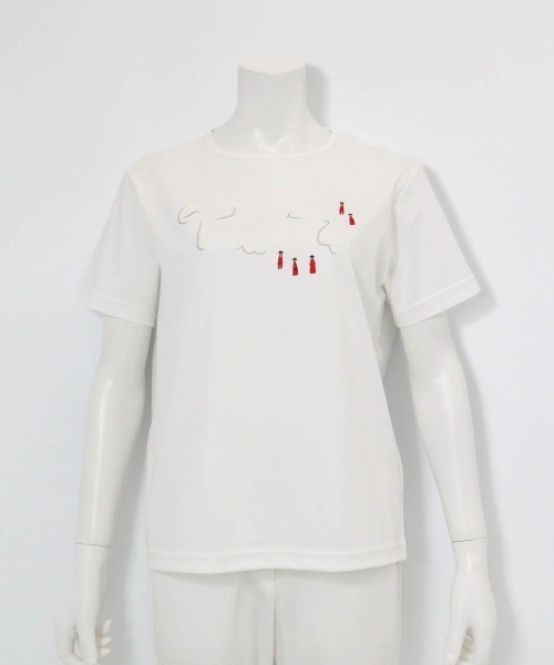 Picone CLUB(ピッコーネクラブ)の「コットン100%プリントプルオーバー(Tシャツ/カットソー・レディース・ネイビー/グレー/ホワイト/ピンク・13号/9号/11号)」の2枚目の写真