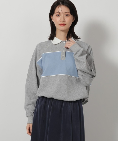 LAKOLE(ラコレ)の「ラガーシャツプルオーバー長袖 / 658036(ポロシャツ・レディース・杢グレー/ネイビー/ベージュ・FREE)」の2枚目の写真