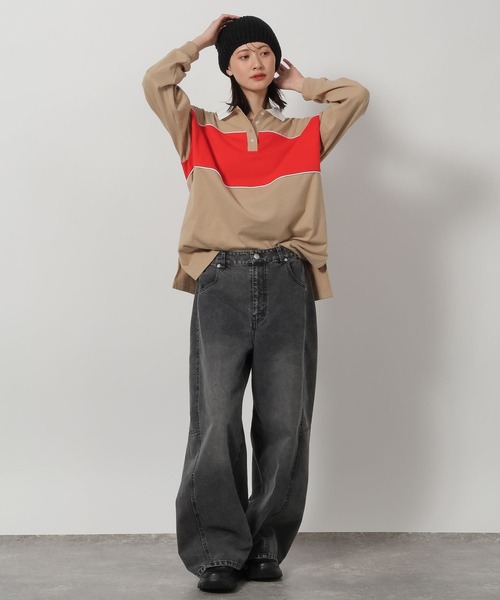 LAKOLE(ラコレ)の「ラガーシャツプルオーバー長袖 / 658036(ポロシャツ・レディース・杢グレー/ネイビー/ベージュ・FREE)」の9枚目の写真