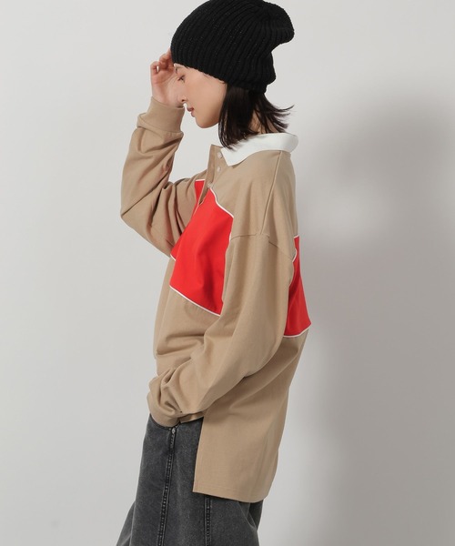 LAKOLE(ラコレ)の「ラガーシャツプルオーバー長袖 / 658036(ポロシャツ・レディース・杢グレー/ネイビー/ベージュ・FREE)」の13枚目の写真