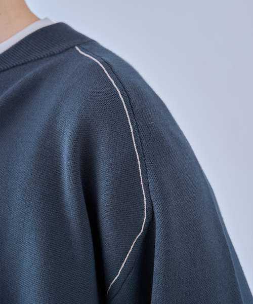 EDIFICE(エディフィス)の「スウェットライク トラックジャケット(ニット/セーター・メンズ・ベージュ/ネイビー/レッド・MEDIUM/LARGE)」の20枚目の写真