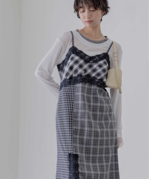 新品未使用　エイミー・ロー　ワンピース Eimee Law（エイミーロウ） ワンピース レースカラーZIPストライプ