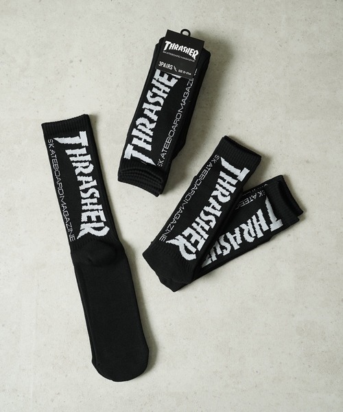 THRASHER(スラッシャー)の「"02"≪THRASHER≫3足セット ジャガード クルーソックス(ソックス/靴下・メンズ・その他2/ブラック系2/その他1/ホワイト系2/ホワイト系1・25~27cm)」の12枚目の写真