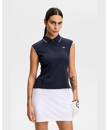 【J.LINDEBERG/GOLF】 衿つきノースリーブシャツ ストライプ Lei Polo