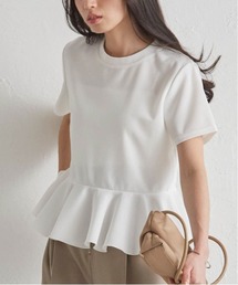 RANAN（ラナン）の「異素材切替ペプラムTシャツ【接触冷感・UV対策】（Tシャツ/カットソー）」