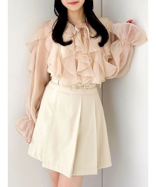 dazzlin（ダズリン）の「シアーウェーブフリルブラウス（シャツ/ブラウス・レディース・グレー/オフホワイト/オレンジ・FREE）」の3枚目の写真