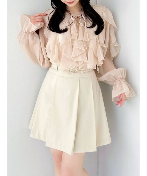 dazzlin（ダズリン）の「シアーウェーブフリルブラウス（シャツ/ブラウス・レディース・グレー/オフホワイト/オレンジ・FREE）」の4枚目の写真