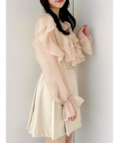 dazzlin（ダズリン）の「シアーウェーブフリルブラウス（シャツ/ブラウス・レディース・グレー/オフホワイト/オレンジ・FREE）」の5枚目の写真