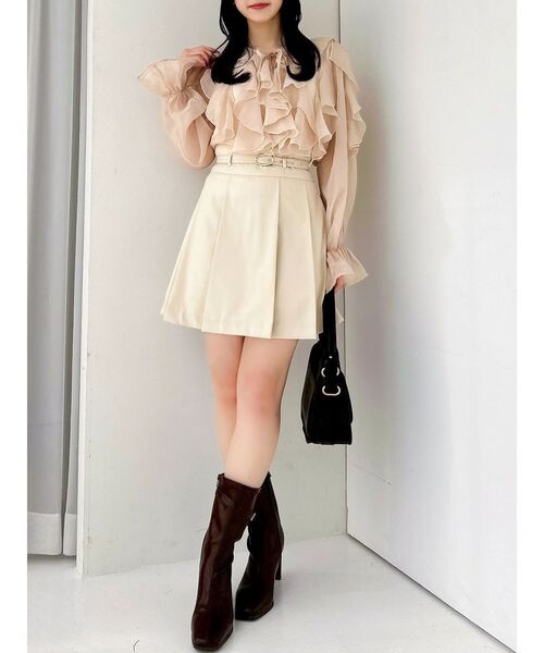 dazzlin（ダズリン）の「シアーウェーブフリルブラウス（シャツ/ブラウス・レディース・グレー/オフホワイト/オレンジ・FREE）」の7枚目の写真