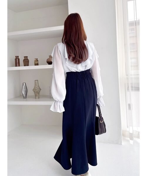 dazzlin（ダズリン）の「シアーウェーブフリルブラウス（シャツ/ブラウス・レディース・グレー/オフホワイト/オレンジ・FREE）」の13枚目の写真