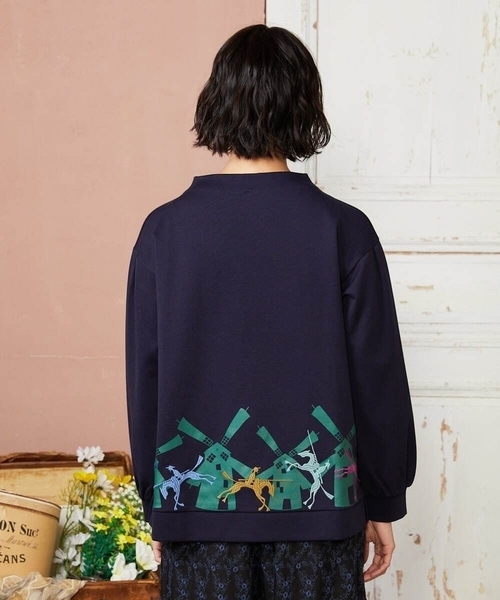 Jocomomola(ホコモモラ)の「Rebote シルケットフライスプリントカットソー(Tシャツ/カットソー・レディース・ネイビー/アイボリー・40)」の5枚目の写真