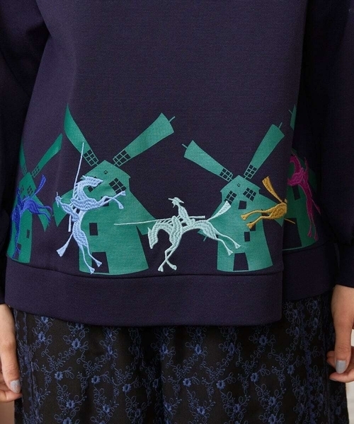 Jocomomola(ホコモモラ)の「Rebote シルケットフライスプリントカットソー(Tシャツ/カットソー・レディース・ネイビー/アイボリー・40)」の9枚目の写真