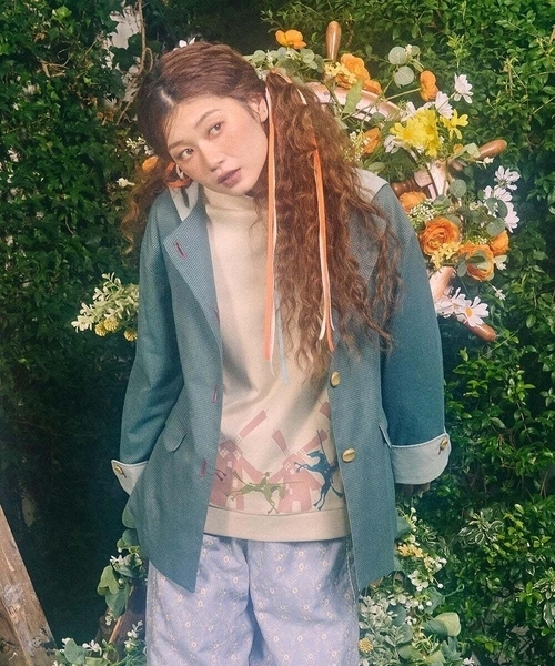 Jocomomola(ホコモモラ)の「Rebote シルケットフライスプリントカットソー(Tシャツ/カットソー・レディース・ネイビー/アイボリー・40)」の13枚目の写真