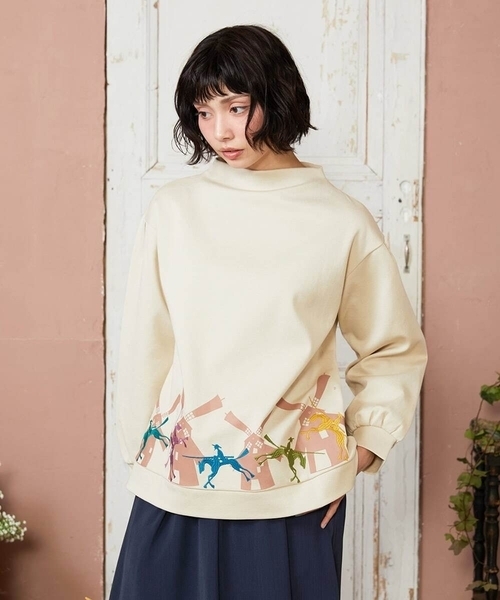 Jocomomola(ホコモモラ)の「Rebote シルケットフライスプリントカットソー(Tシャツ/カットソー・レディース・ネイビー/アイボリー・40)」の15枚目の写真