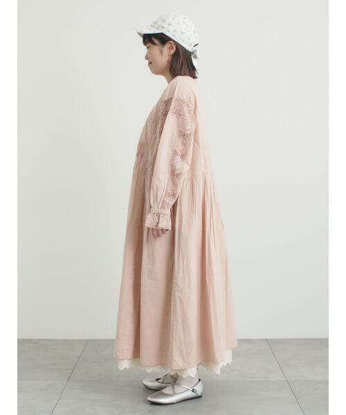 ローズ柄レーススクエアネックワンピース　M　ピンク　新品 セール】ローズ柄レーススクエアネックワンピース（ワンピース