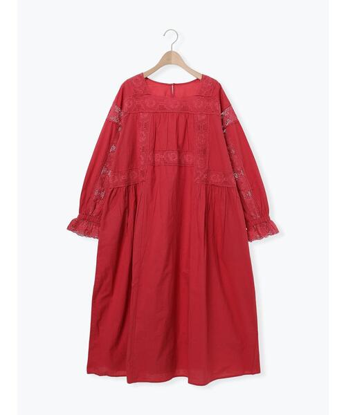 Samansa Mos2（サマンサ モスモス）の「ローズ柄レーススクエアネックワンピース（ワンピース・レディース・オフホワイト/ブラック/ピンク/レッド・M/S）」の12枚目の写真