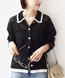 【WEB限定】〈手洗い可能〉クロシェ ニット カーディガン