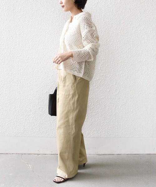 SHIPS（シップス）の「【WEB限定】〈手洗い可能〉クロシェ ニット カーディガン（カーディガン/ボレロ・レディース・ブラック/ライトイエロー/オフホワイト・ONE SIZE）」の5枚目の写真