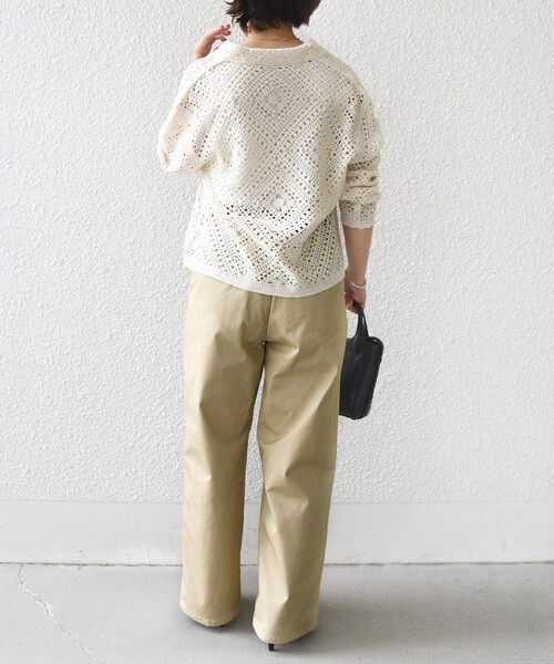 SHIPS（シップス）の「【WEB限定】〈手洗い可能〉クロシェ ニット カーディガン（カーディガン/ボレロ・レディース・ブラック/ライトイエロー/オフホワイト・ONE SIZE）」の6枚目の写真