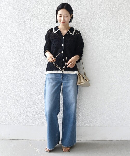 SHIPS（シップス）の「【WEB限定】〈手洗い可能〉クロシェ ニット カーディガン（カーディガン/ボレロ・レディース・ブラック/ライトイエロー/オフホワイト・ONE SIZE）」の11枚目の写真