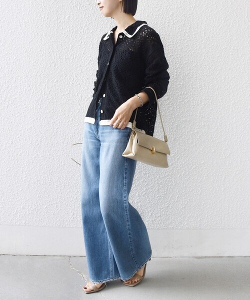 SHIPS（シップス）の「【WEB限定】〈手洗い可能〉クロシェ ニット カーディガン（カーディガン/ボレロ・レディース・ブラック/ライトイエロー/オフホワイト・ONE SIZE）」の12枚目の写真