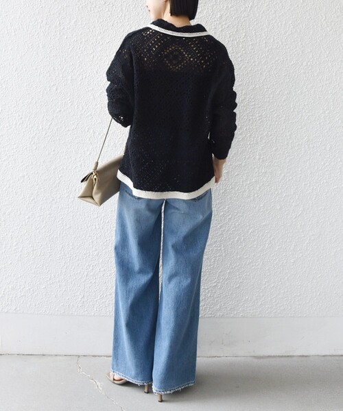 SHIPS（シップス）の「【WEB限定】〈手洗い可能〉クロシェ ニット カーディガン（カーディガン/ボレロ・レディース・ブラック/ライトイエロー/オフホワイト・ONE SIZE）」の13枚目の写真