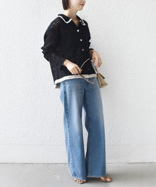 SHIPS（シップス）の「【WEB限定】〈手洗い可能〉クロシェ ニット カーディガン（カーディガン/ボレロ・レディース・ブラック/ライトイエロー/オフホワイト・ONE SIZE）」の14枚目の写真