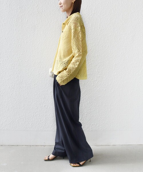 SHIPS（シップス）の「【WEB限定】〈手洗い可能〉クロシェ ニット カーディガン（カーディガン/ボレロ・レディース・ブラック/ライトイエロー/オフホワイト・ONE SIZE）」の20枚目の写真