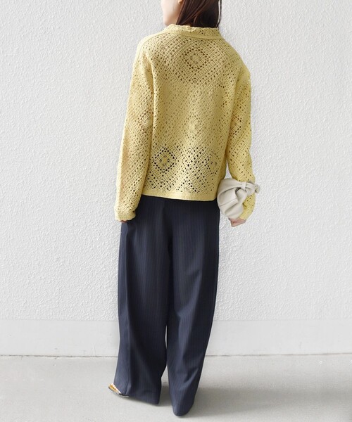 SHIPS（シップス）の「【WEB限定】〈手洗い可能〉クロシェ ニット カーディガン（カーディガン/ボレロ・レディース・ブラック/ライトイエロー/オフホワイト・ONE SIZE）」の21枚目の写真