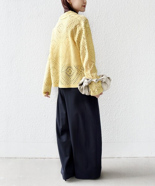 SHIPS（シップス）の「【WEB限定】〈手洗い可能〉クロシェ ニット カーディガン（カーディガン/ボレロ・レディース・ブラック/ライトイエロー/オフホワイト・ONE SIZE）」の22枚目の写真