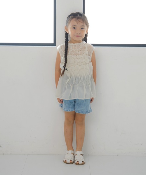 MAKE YOUR DAY（メイクユアデイ）の「キャミ付きシアーブラウス■80～140cm（シャツ/ブラウス・キッズ・アイボリー/ピンク・80/90/100/110/120/130/140）」の7枚目の写真