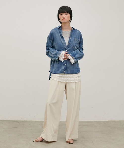 LARUTA（ラルータ）の「【LARUTA】【夏も着れるデニム】デニム風加工シャツ（シャツ/ブラウス・レディース・サックスブルー/ブルー・FREE）」の15枚目の写真