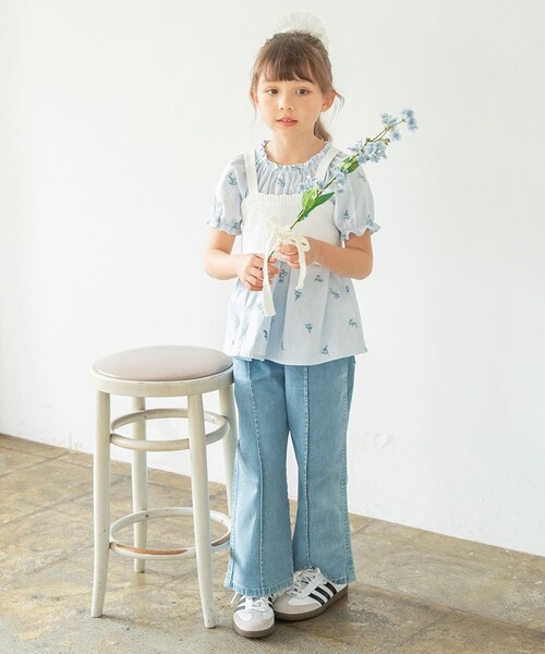 BRANSHES（ブランシェス）の「【おそろい】花刺しゅうブラウス（シャツ/ブラウス・キッズ・オフホワイト/ブルー・80/110/140/130/150/120/90/100）」の13枚目の写真